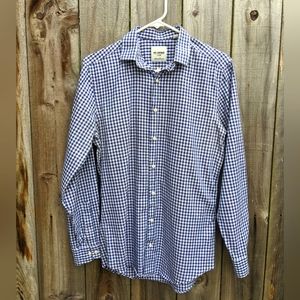 Ben Sherman Gingham Long Sleeve Button Down Shirt Blue Size 15/32-33